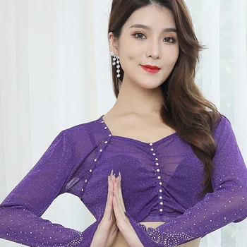 2022 belly dance top sexy female perspective practice suit oriental dance costume