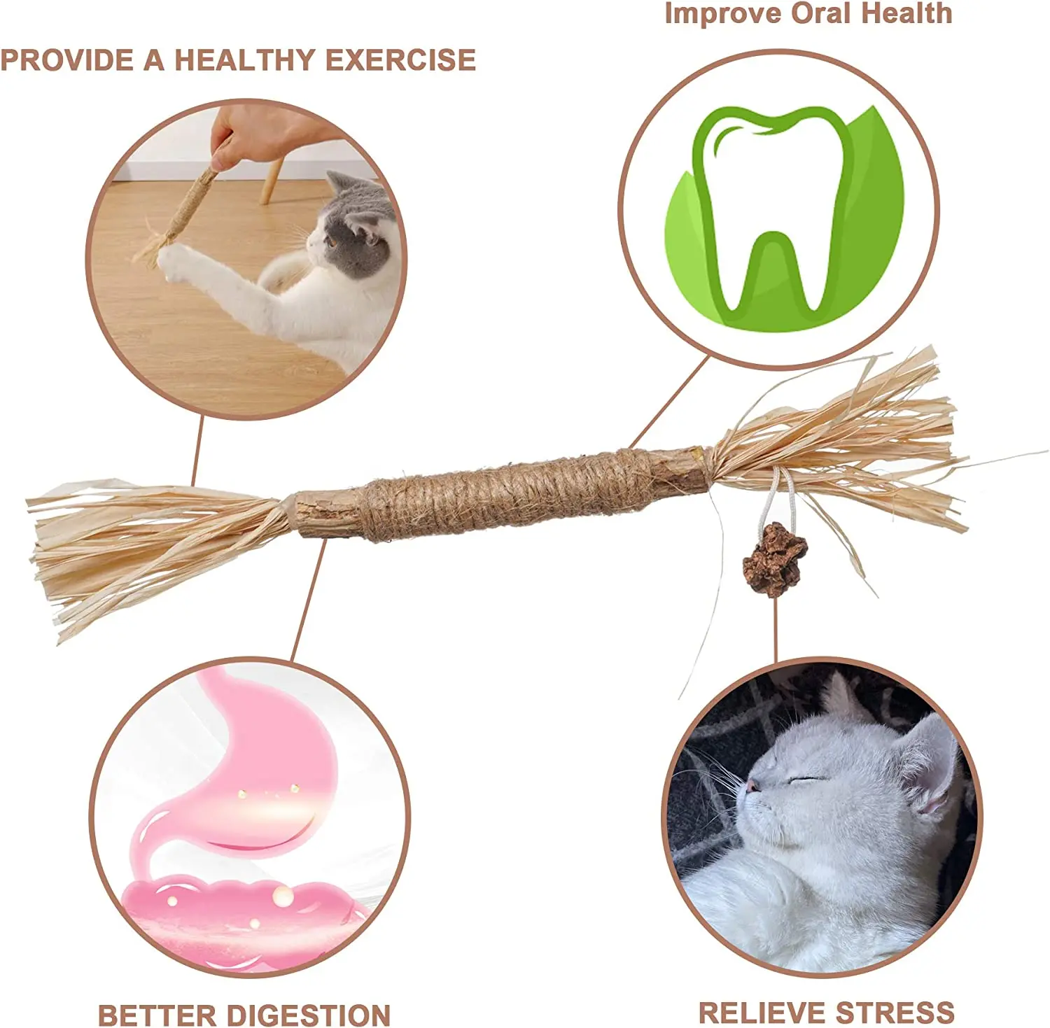Cat Toys Natural Indoor Interactive Catnip Teeth Cat Chew Toy Matatabi Stick for Cats