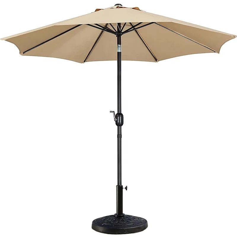 New Releases 9FT Outdoor Leisure Sun Garden Umbrella Patio Automatic Parasol Stock High Wind Resistant