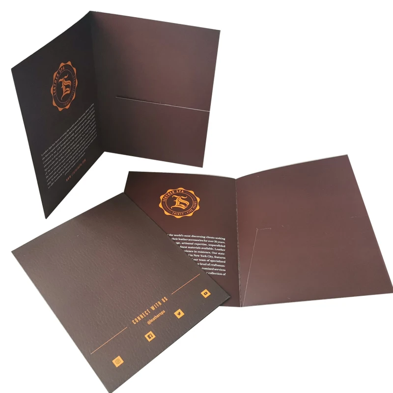 Custom A4 A5 Mini Presentation Folder With Card Holder Logo CMYK Printing Art Paper 2 Pocket Folder