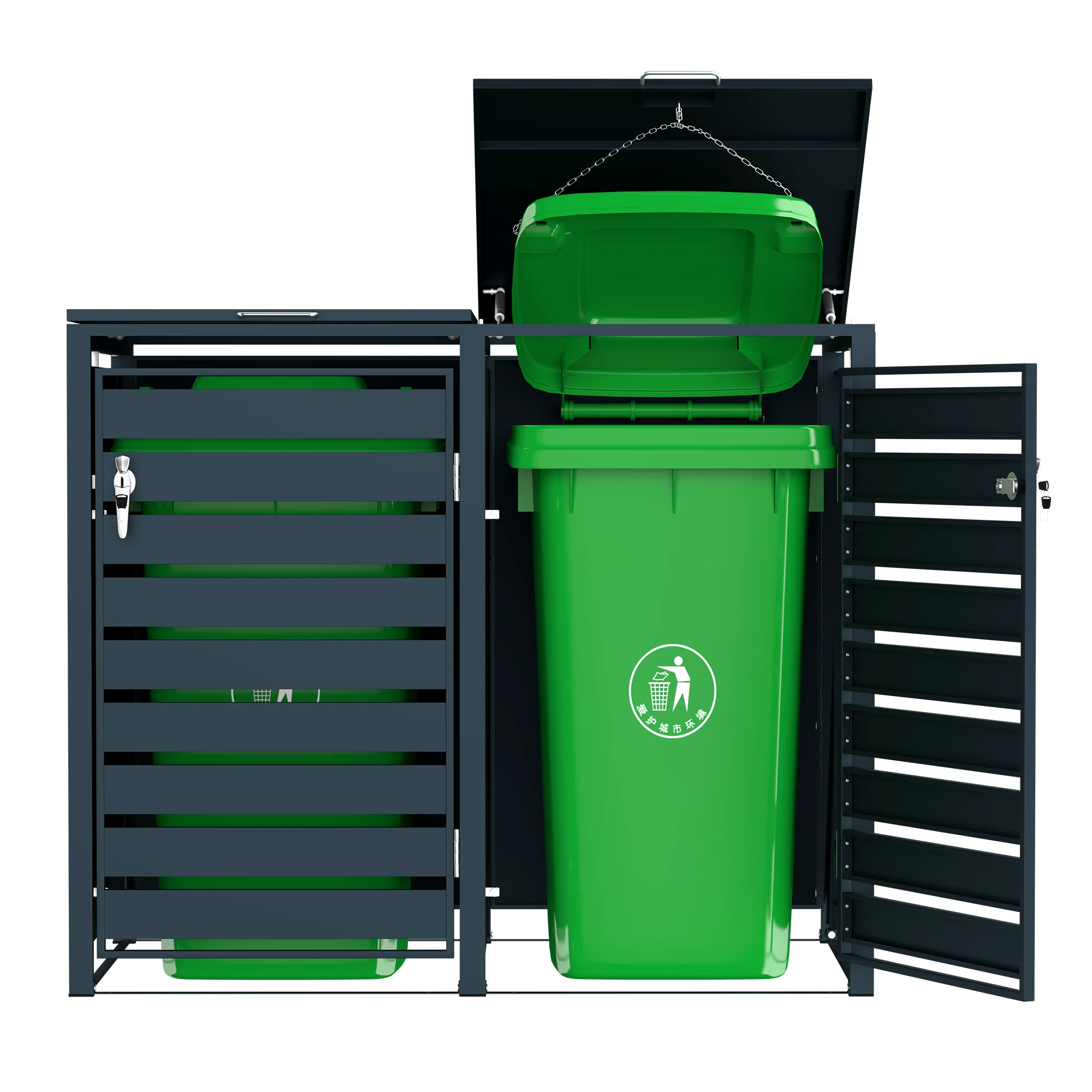 Factory Lockable Wheelie Bin Store Garbage Bin Shed Expandable Wheelie Bin Cover for Park Garden Can Box Outdoor with Open Lid