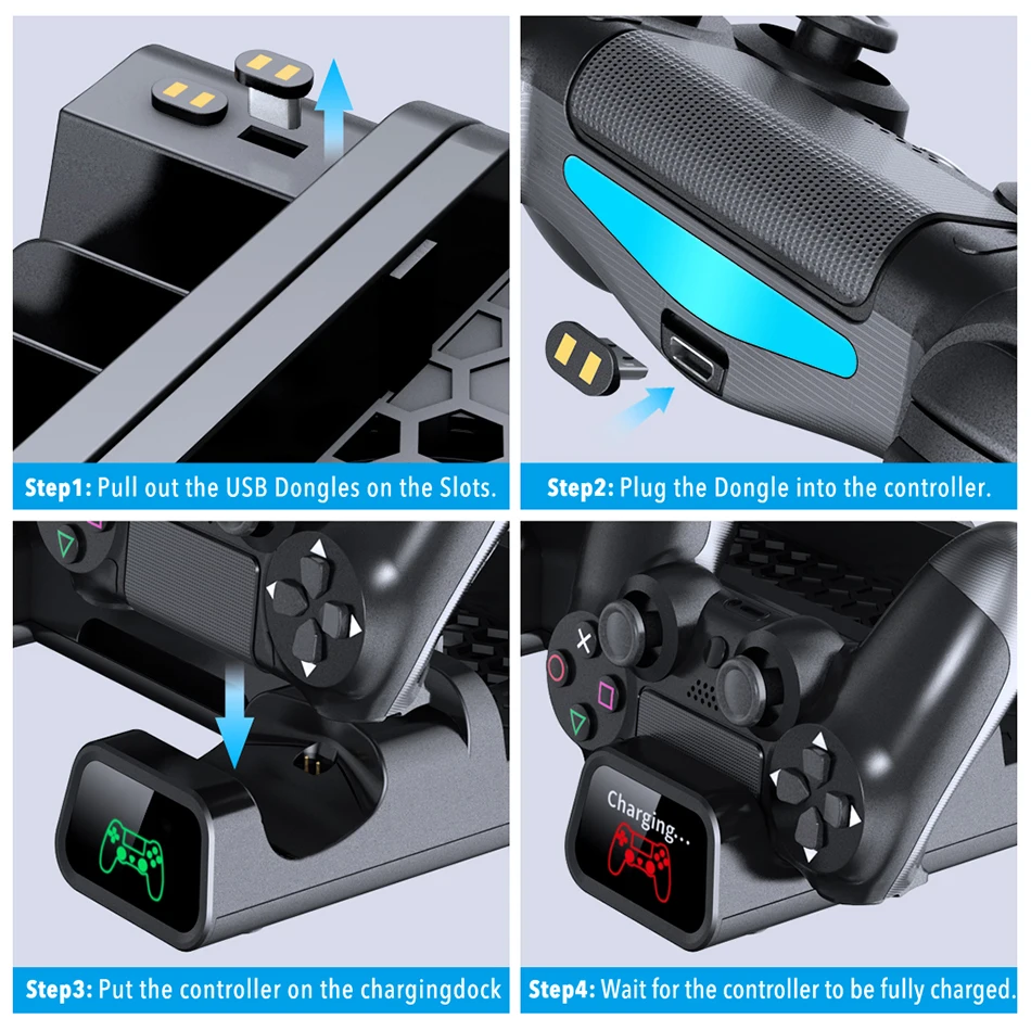 垂直冷却スタンド充電ステーションデュアル充電器、PS4 PS4 Slim Pro