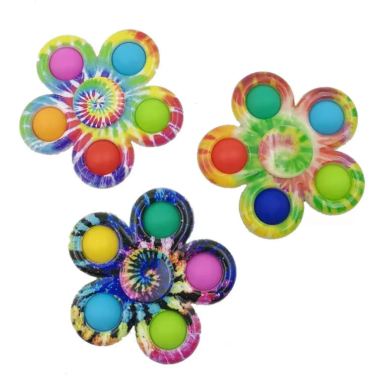 Hot Selling Colorful Finger Pops Bubble Fidget Spinner Toy Silicone Bubble Poppet Anti Stress Relief Fidget Spinners for  Kids