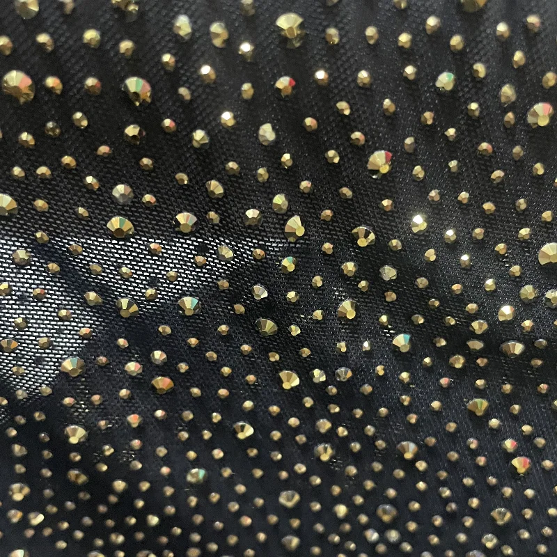 green emerald velvet dress Embroidered fabric Mustard Gold Chinon Chiffon Gota Patti Embroidery F –  Nea fabrics main image 1