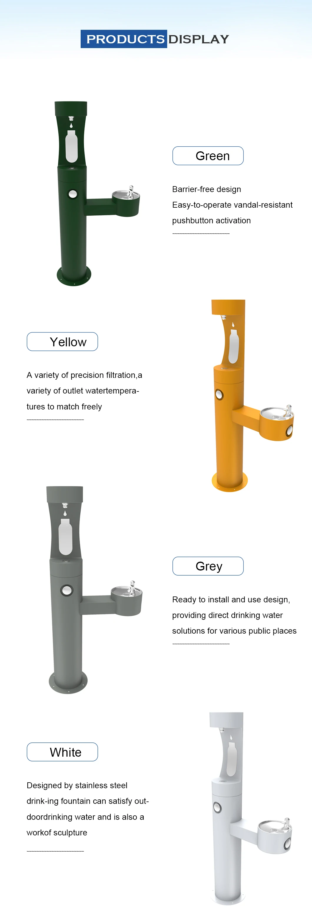 Public School Outdoor Drinking Water Fountain Ambient And Cold Stainless Steel Water Dispenser details