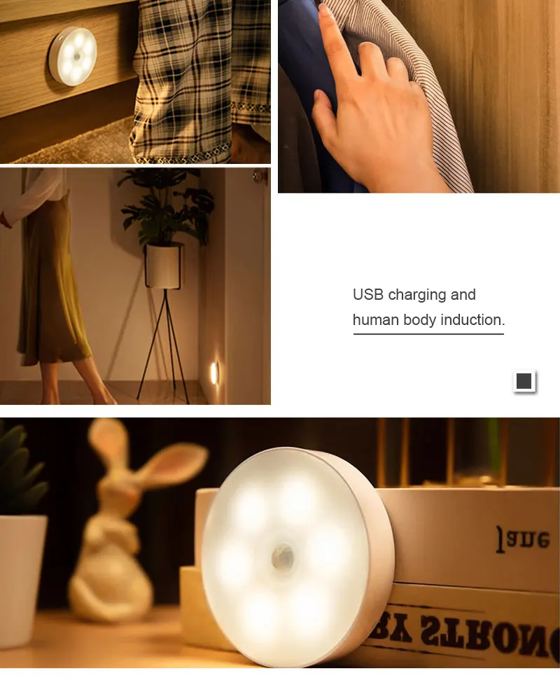 High quality 1W motion sensor light wireless led night lights ABS Housing led Cabinet Light With Battery