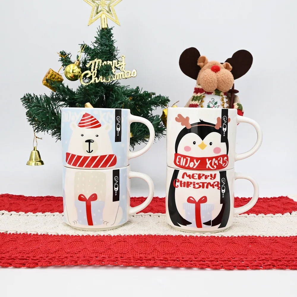 High Quality Christmas Stacking Cup with The White Bear and The Penguin Cute and Fashion