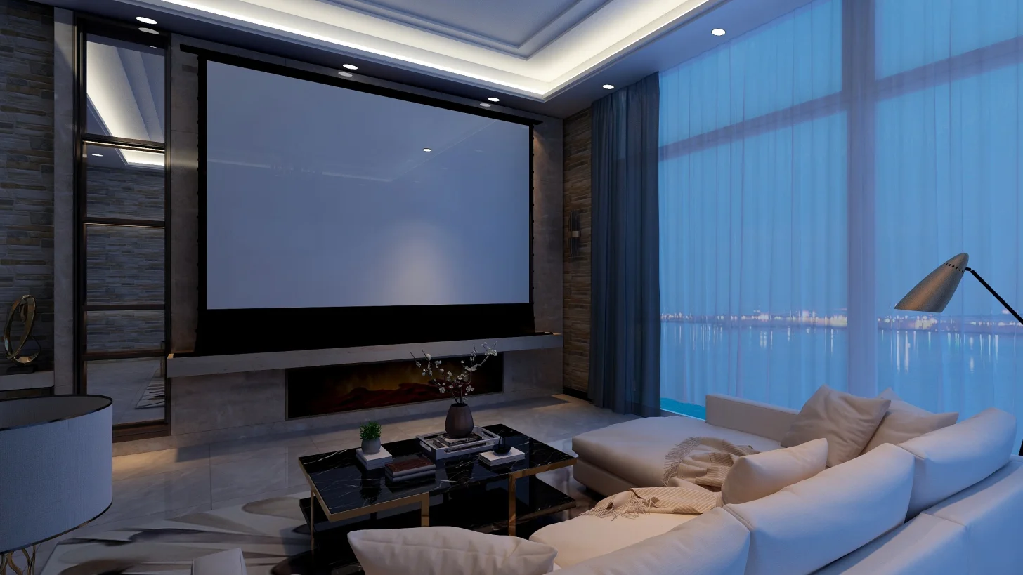 Écran de projecteur électrique encastré au plafond, 3D, perforé,  acoustique, Transparent, gris, PAT 1 - AliExpress