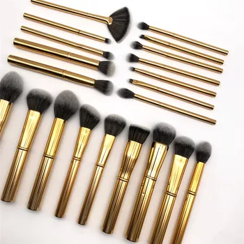 MORPH Y Collection W077 21pcs Gold Metal Handle Synthetic Fiber Makeup Brushes Set in Stock