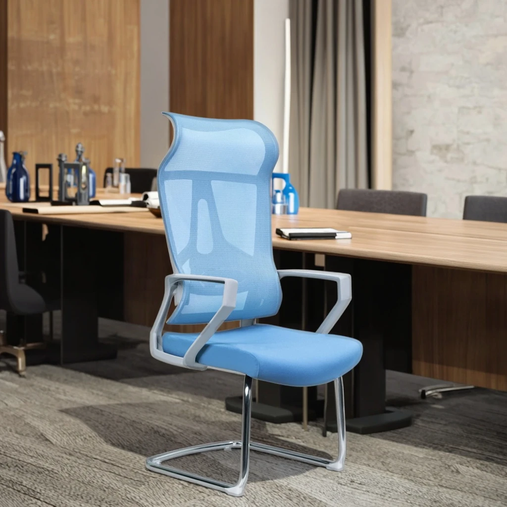 Executive Comfortable Hotel Ergonomic Furniture Conference Chairs Thick Padded Seat Curved Back Design Fixed Arms Heavy-duty 5