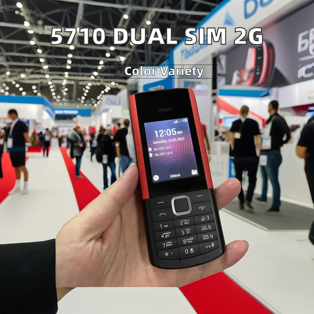 5710 (2022 Version) Dual SIM Card 2G Keypad Mobile Phone with Keyboard Supports Spanish French German-New Used FM