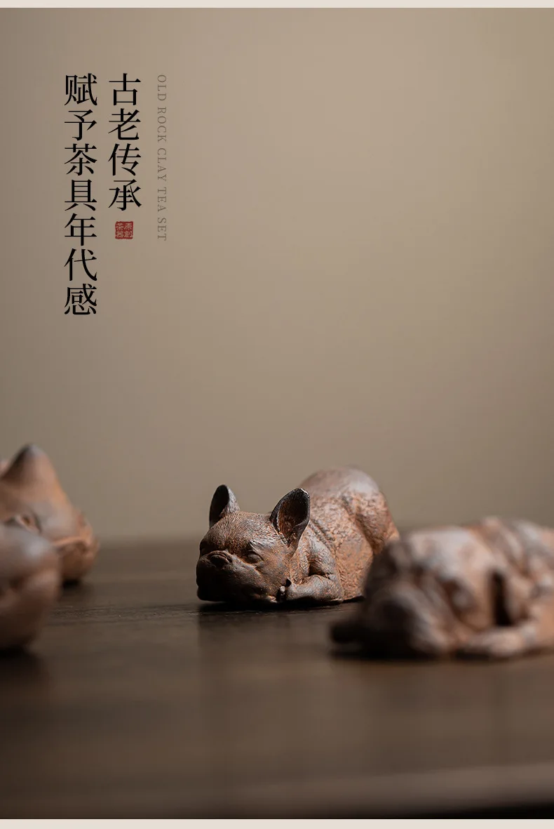Ceramic Tea Pet Crocodile Dog Ornament - Coarse Pottery Desktop Decoration