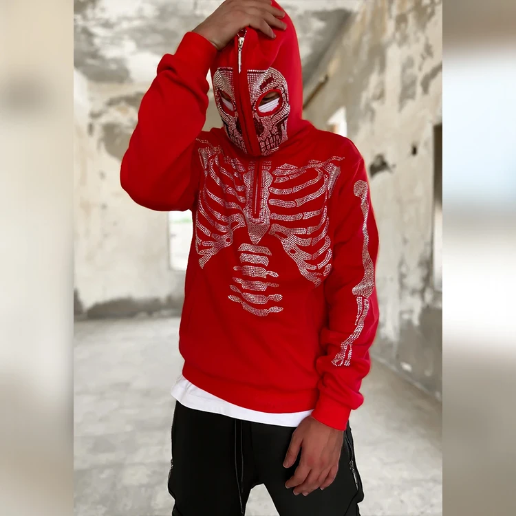 Streetwear Skull Rhinestone Halloween Long Sleeve Polyester