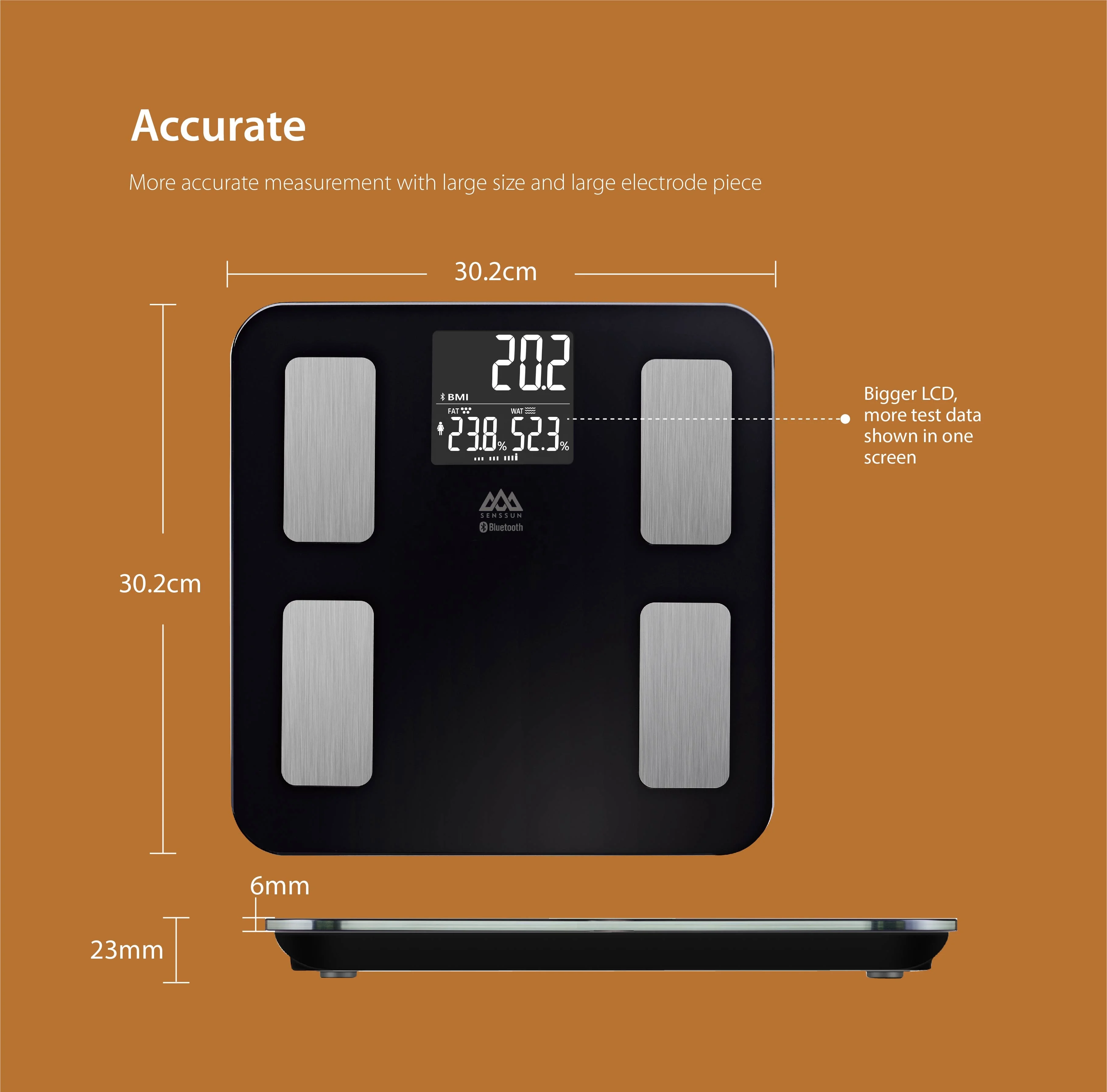 2023 Trend Big VA Screen Customized App Wireless Connection Body Analysis Smart Bathroom Scale Weighing Body Fat Scale