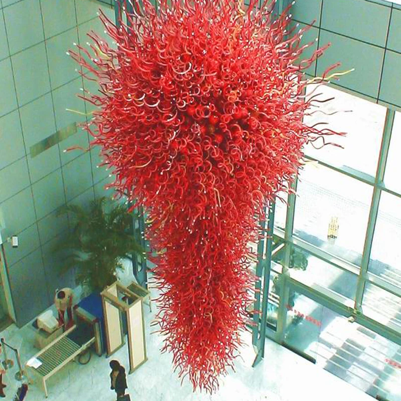 Новый дизайн лестница банкетный зал лобби отеля современный проект нестандартная люстра из выдувного стекла под