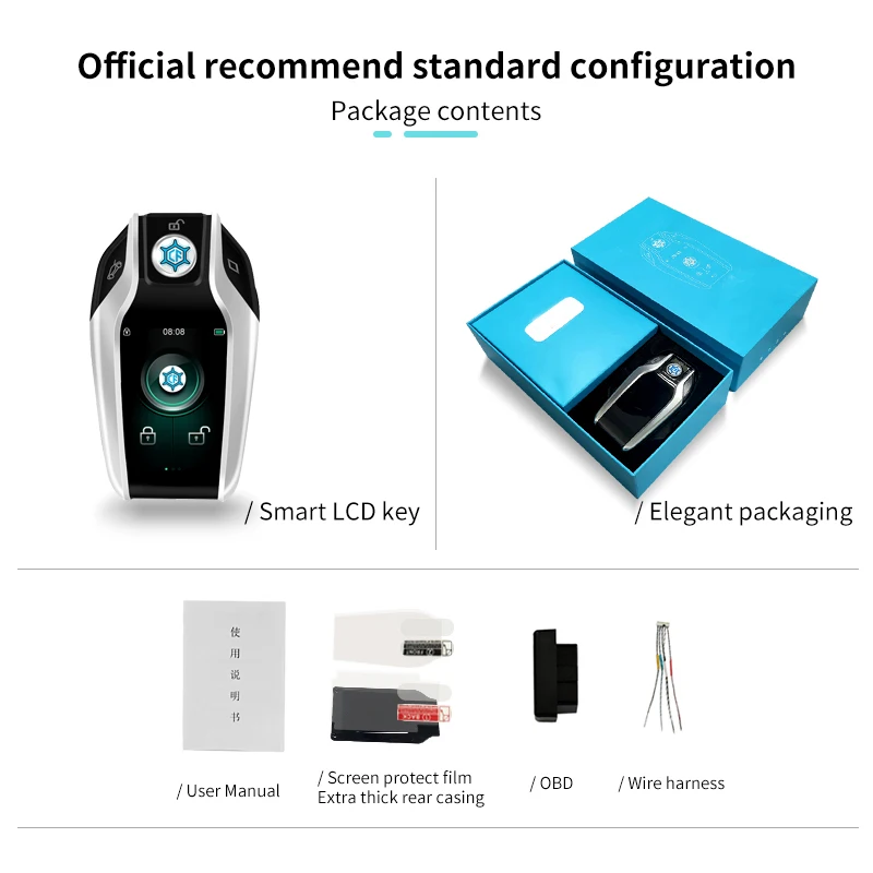 Smart LCD Car Key Upgrade Keyless USB Chargeable Large Battery Universal English Remote Key Fob
