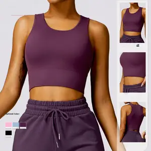 Threaded Back Yoga Tank Top Quick Dry Running Fitness Top Tight Athletic Tank Top