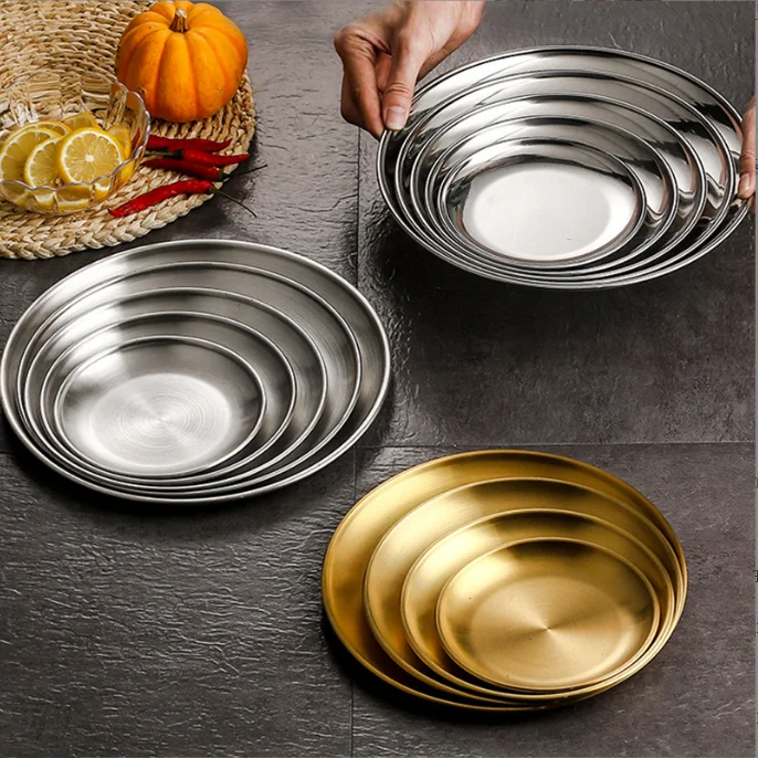 Factory Korean Style Stainless Steel Custom Serving Tray Plate Dishes Dinner Plates Alibaba