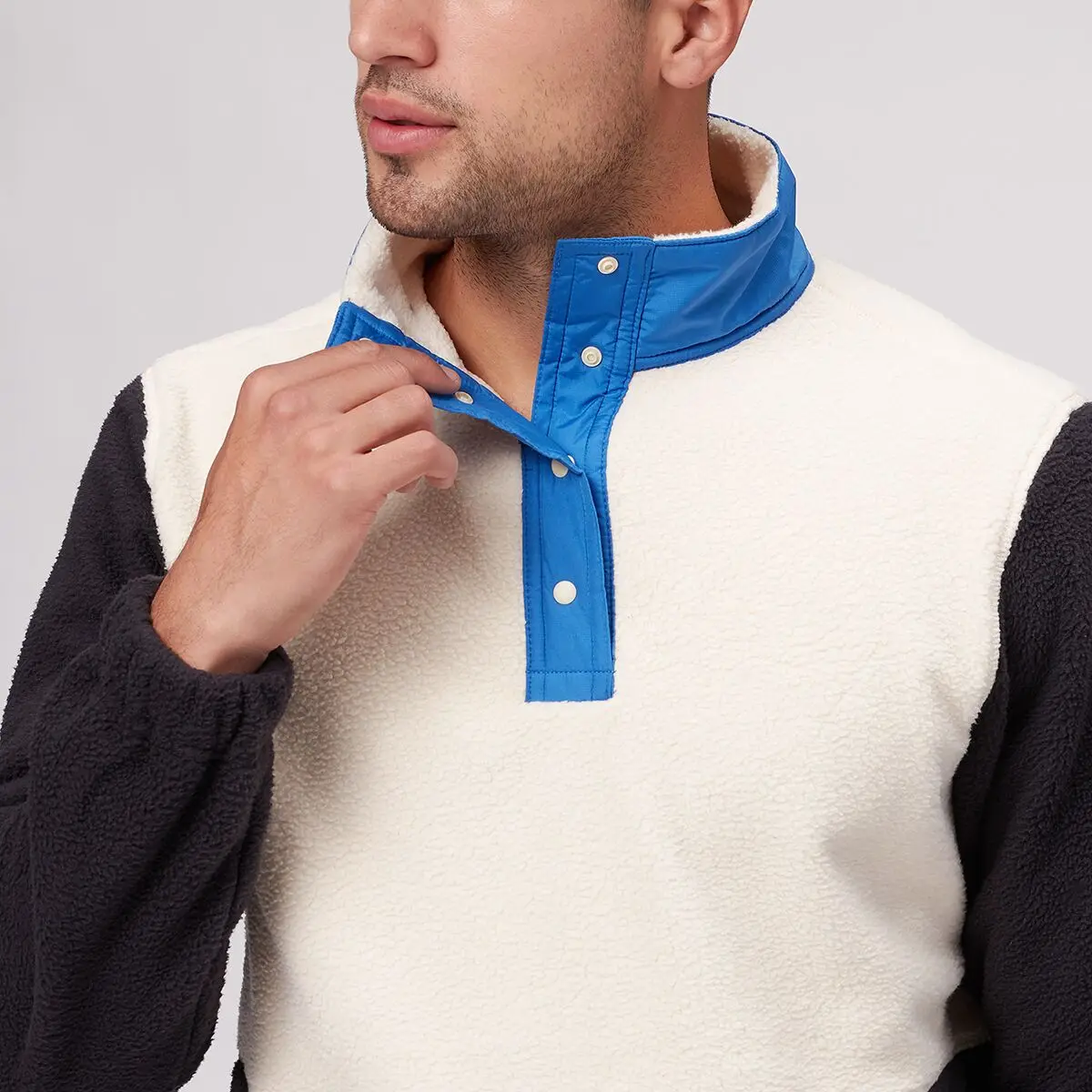 Fashion Simple Design Sherpa 1/4 Snap Jacket High Quality Mens Fleece Jacket