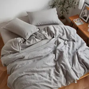 GOTS Customize 100% Linen Bed Sheet Set Stone Washed French Linen Bedding Sets with  Pillow Sham