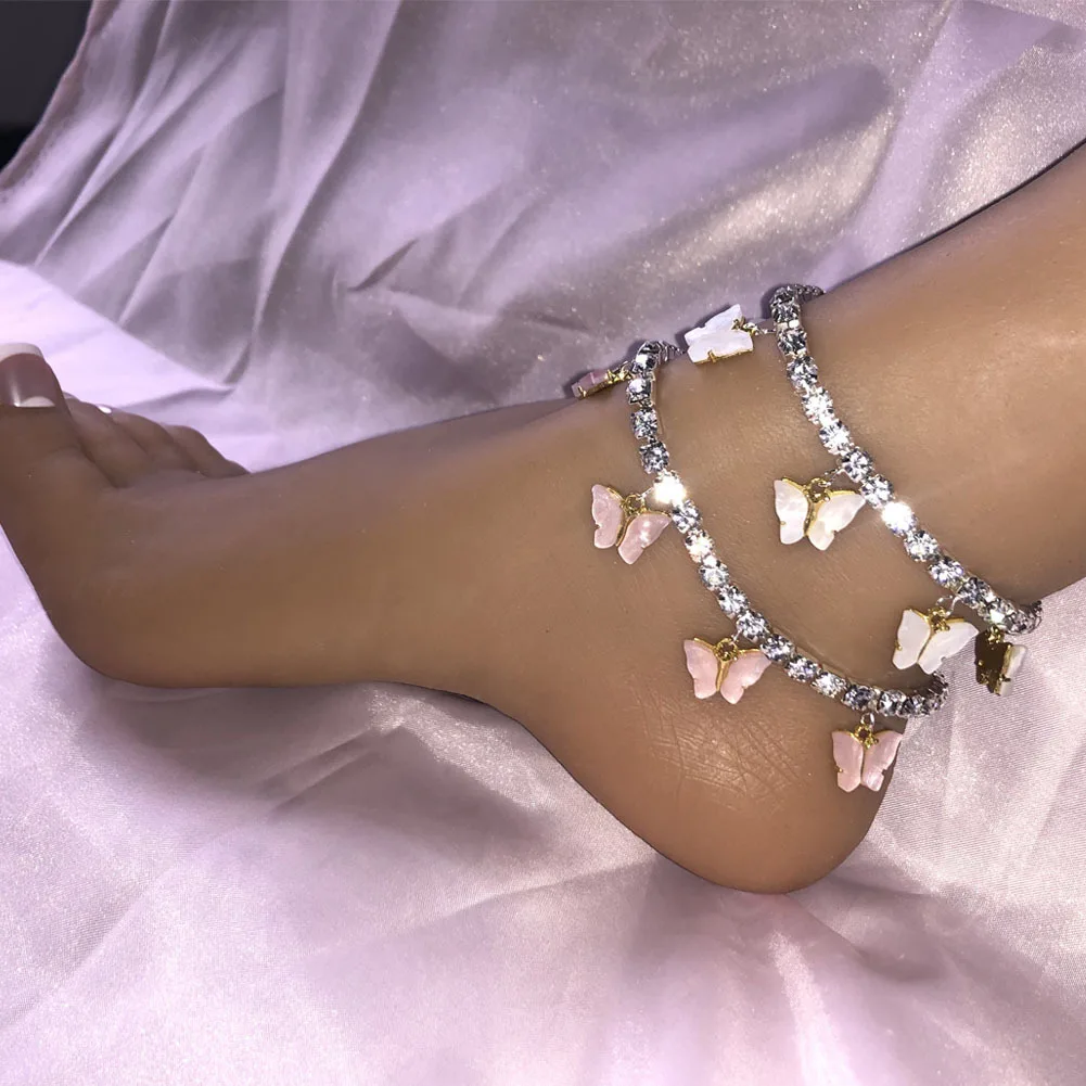 Hot New Selling Wholesale High Quality Gold Butterfly Cuban Link Butterfly Anklet Foot Jewelry