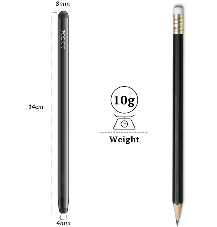 ST01 2 in 1 Capacitive Active Tablet Smart Pressure Touch Screen Stylus Pencil Pen for IP Android Laptop