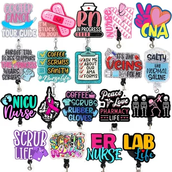 Wholesale Custom Glitter Plastic Medical Letters Badge Reel Student Nurse Scrub Life Acrylic Badge Holder