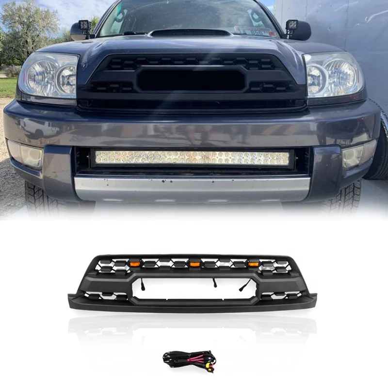 Spedking Hot Sale 4x4 Auto Tuning Aksesori Bumper Depan Grille dengan Lampu LED untuk Toyota 4runner 2002-2005 Grille
