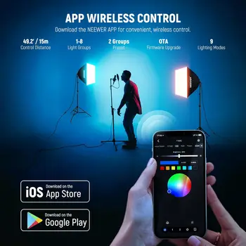 Neewer App Control 6w Led Bulbs Porcelain Sockets Softboxes Rgb Softbox Lighting Kit for Studio Photography Lighting detail image