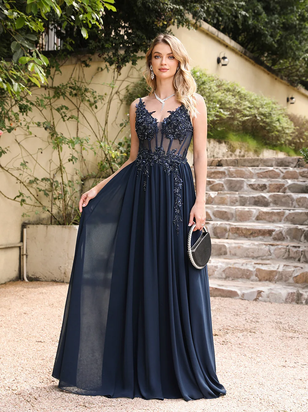 Navy Blue Elegant Prom Gowns Spaghetti Straps A-Line Evening Dresses  Lace-up| Alibaba.com