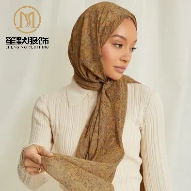 SHENGMO Composite Chiffon Voile Laser Cut 70*180cm Print Hijab Muslim Scarf Shawl  Factory Wholesale Customized Design Size Logo