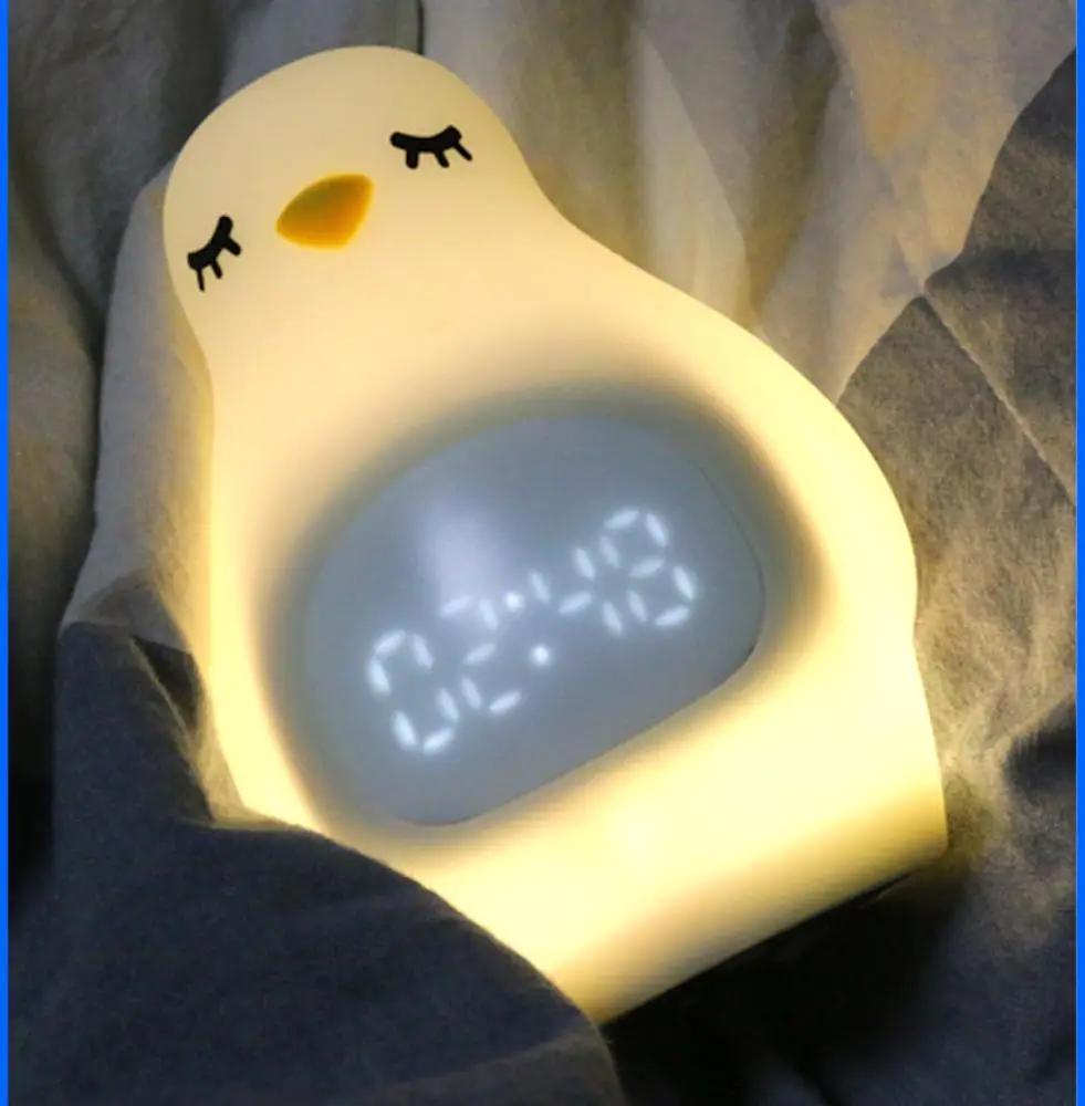 Рождественский подарок, подарок, акция, новейший милый пингвин, настольные часы, тренировка сна, детский Красочный ночник с будильником