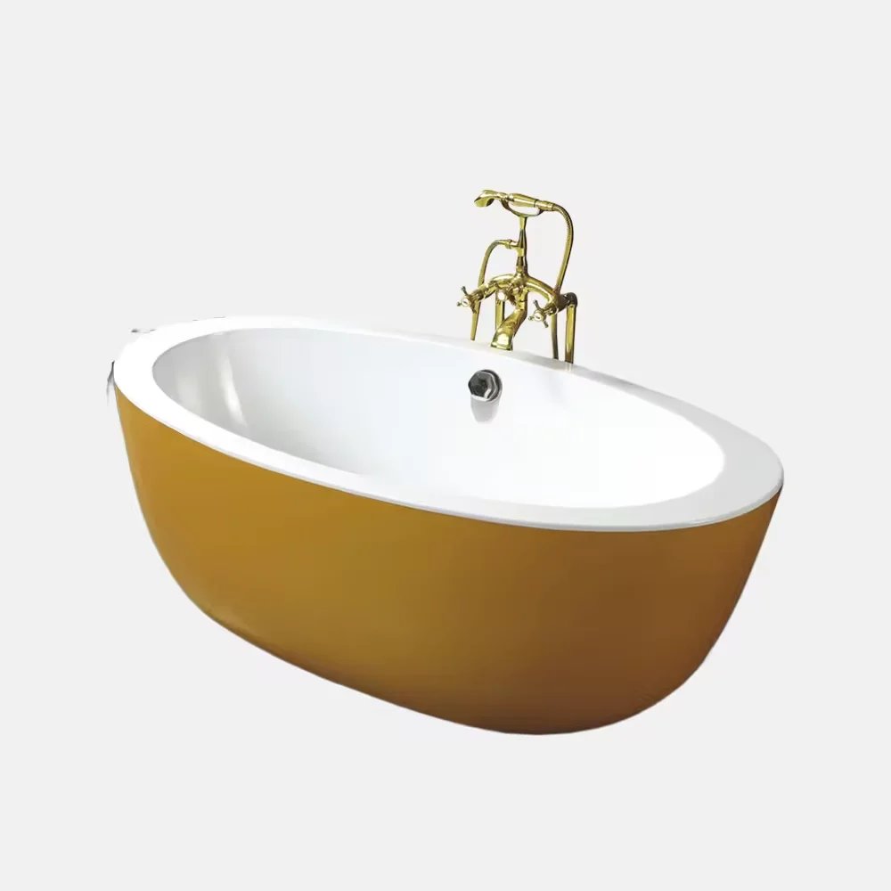 Factory Direct Wholesale America Style Luxury Bathroom Soaking Tubs Yellow Oval Acrylic Freestanding Bathtub with Good Price