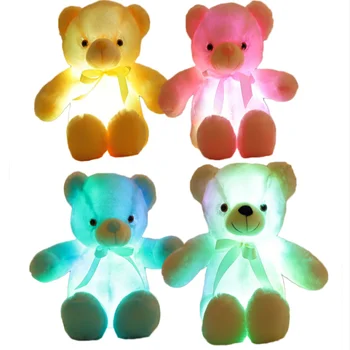 LED Bear Cotton Soft valentines day gift Stuffed Music Plush Toy With Sound factory Customizable