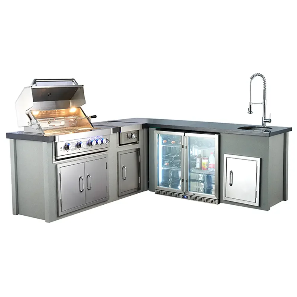 With CE Outdoor Gas Bbq Grill Oven Can Add Refrigerator Sink Commercial Potluck Grilled Steak Chicken Built-in Gas BBQ Grill