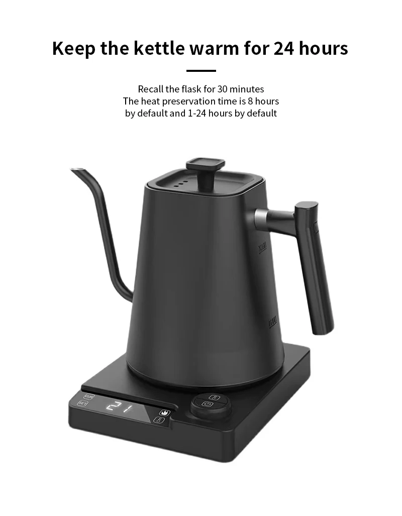 1000ml Variable Temperature Control Pour Over Stainless Coffee Kettle Gooseneck Electric Kettles