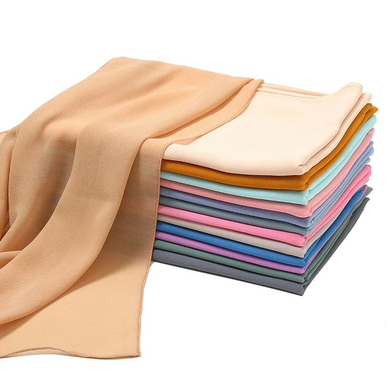 Женская шаль дешевый модный шифоновый однотонный высококачественный мусульманский Малайзийский арабский шарф