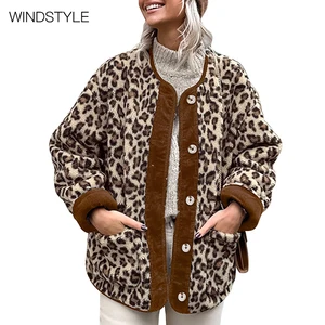 OEM/ODM Women's Advanced Coat  Autumn/Winter Leopard-Print Long Sleeve Casual Outerwear with Button Decoration Breathable