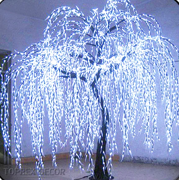 New Arrival White Weeping Willow Tree Waterproof LED Lighting Christmas Decorations Artificial Plant for Sale