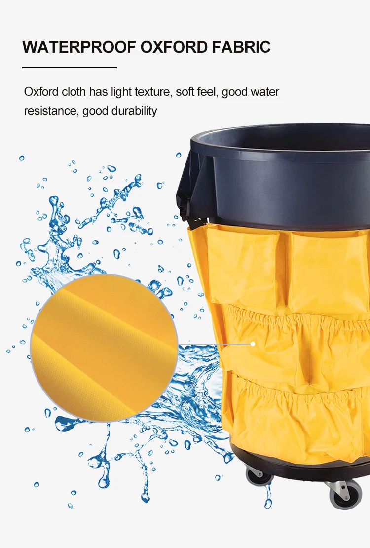 New design multifunctional 12 pockets yellow waste container utility tool  trash can cleaning caddy bag details