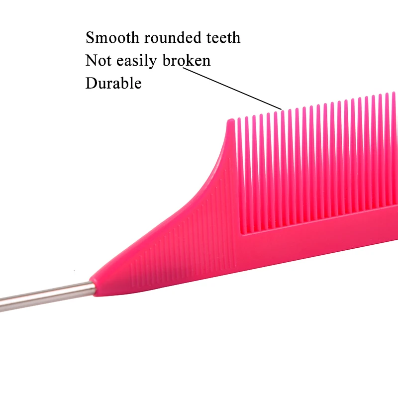 Wholesale Salon Hairdressing Rat Tail Comb Anti Static Heat Resistant Parting Hair Comb Metal Pin Tail Carbon Braiding Comb