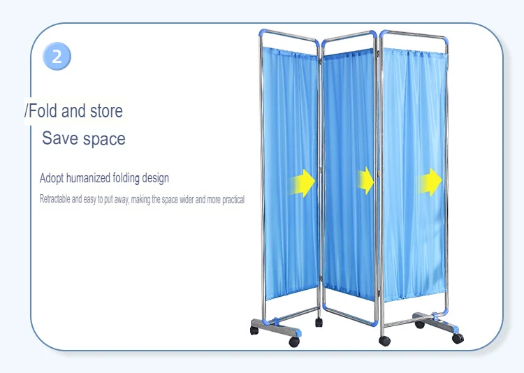 Hospital Bed Screen Curtain Hospital Folding Ward Screen With Castor