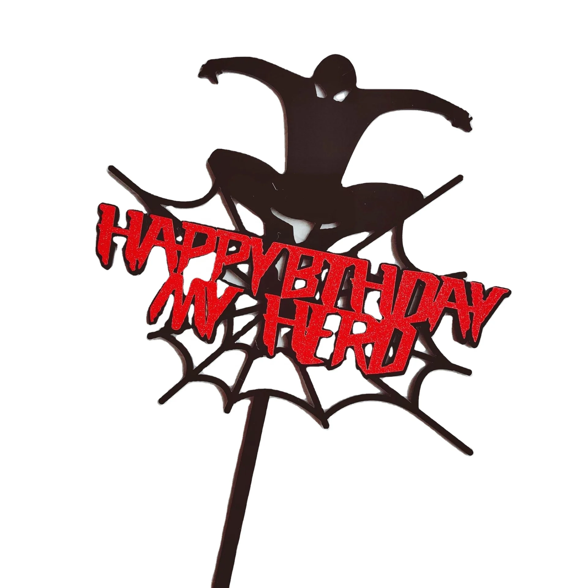 Wholesale Héroe Spiderman negro brillo rojo topper de la torta, pastel de  cumpleaños, feliz cumpleaños de la torta From 