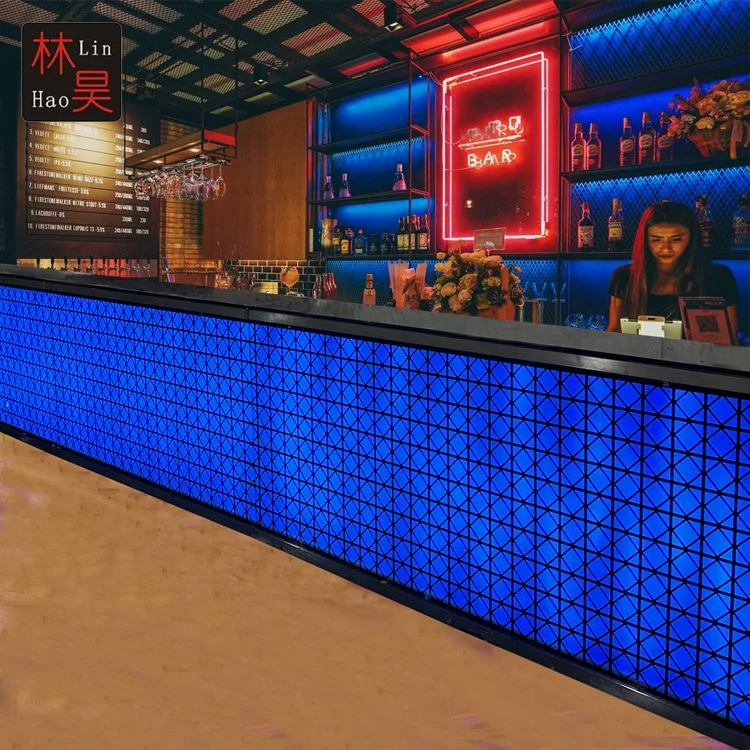 Custom Glass Restaurant Bar Counter Design,Glowing Bar Counter,Light Up