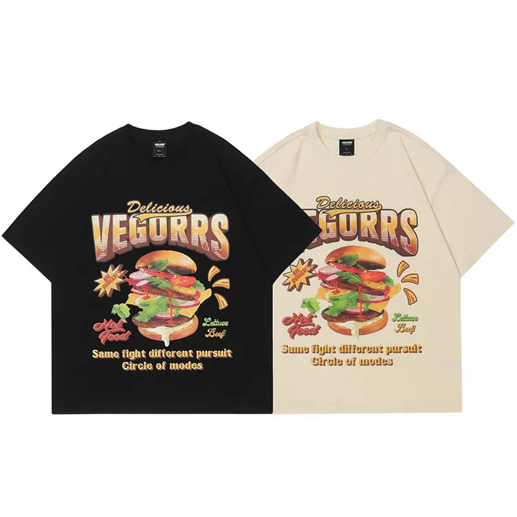 Factory Custom White Ink Heat Transfer Digital Direct Injection Printed Combed Cotton Men's T-shirt Custom Logo Hip Hop Fashion