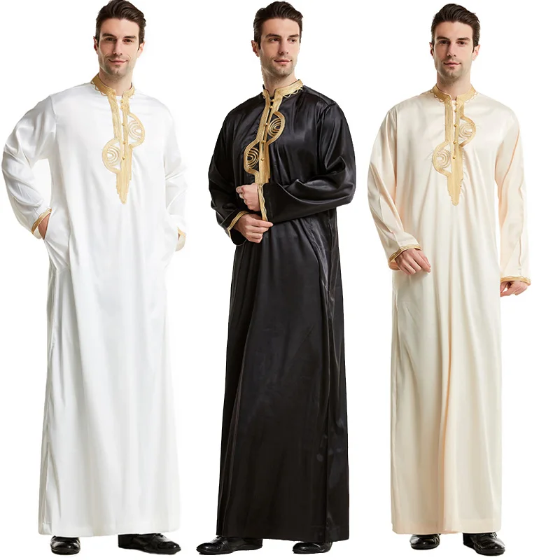 Turkish Kaftan Men Dubai Arabic Jubba Thobe Male Muslim Costumes Plus ...