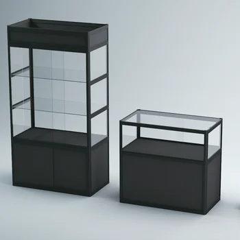Full Vision Tall Rectangle Showcase  Glass Display Cabinets