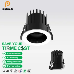 Modern 24W Recessed Ceiling LED Spot Light High Brightness 90-95mm Aluminum Wall Washer for Home Hotel Office Indoor Use Black