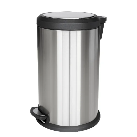 Round Stainless Steel Swing-Top Trash Can, 45l