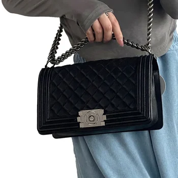 Caviar Genuine Leather Fashion Portable Handbags Crossbody Square Chain Womens Tote Bags ENGLAND STYLE Messenger Bags Cover